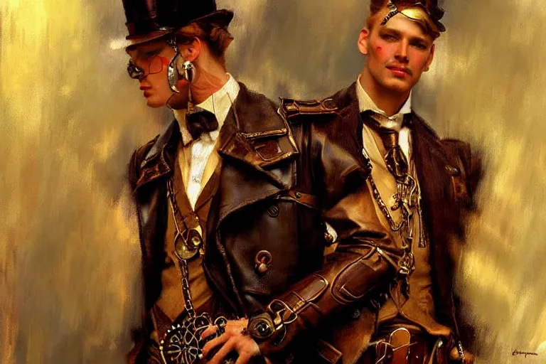 Image similar to steampunk style, male, painting by gaston bussiere, craig mullins, j. c. leyendecker, tom of finland