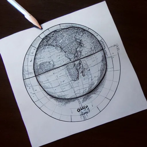 Image similar to world map globe drawing, pencil arts