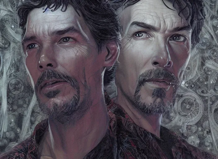 Image similar to a highly detailed creepy portrait of stephen strange, james gurney, james jean