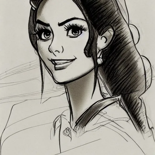 Image similar to milt kahl sketch of victoria justice as princess padme from star wars episode 3