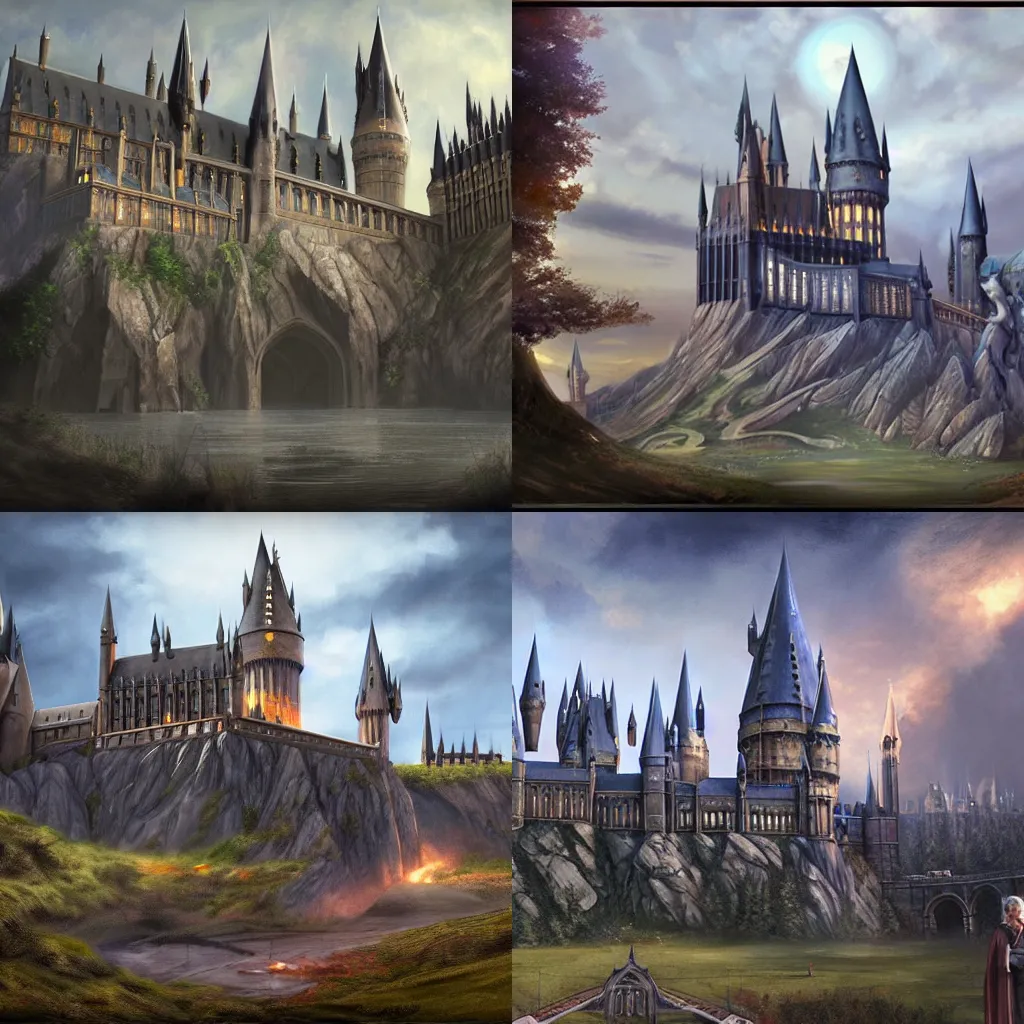 Prompt: beautiful matte painting of hogwarts school shooting by james gurney and marc simonneti, trending on artstation