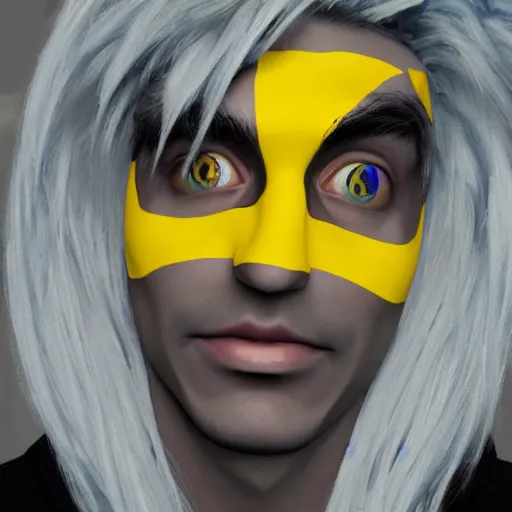 Image similar to xqc as a homestuck troll, gray skin, yellow horns, detailed portrait