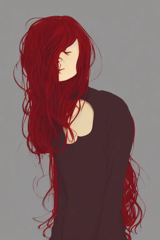 Image similar to girl with medium length red hair. black jumper. no face. centered median photoshop filter cutout vector behance hd jesper ejsing!