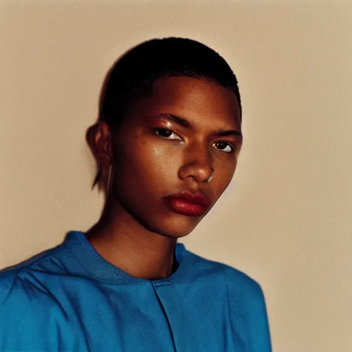 Image similar to realistic! photoshoot for a new balenciaga lookbook, color film photography, portrait of a beautiful woman, photo in style of tyler mitchell, 35mm