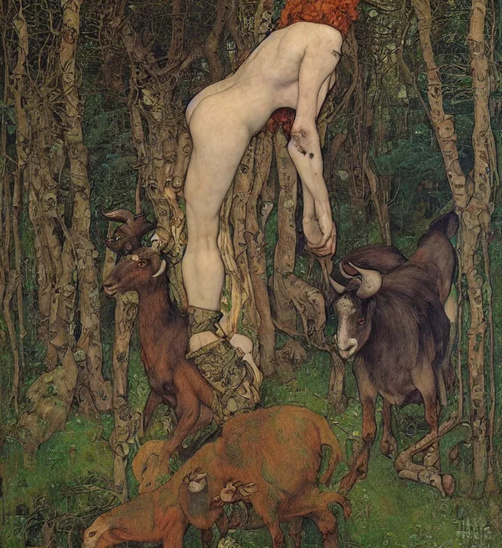 Prompt: pixelated corrupted professional pre-raphaelite photo of a person in the forest with a goat and a robot by Ivan Bilibin, Austin Osman Spare, Norman Rockwell, high quality, ultra detailed. Beksinski painting, part by Adrian Ghenie and Gerhard Richter. art by Takato Yamamoto. masterpiece, oil on canvas painting, pixelart, vivid acid neon colours.