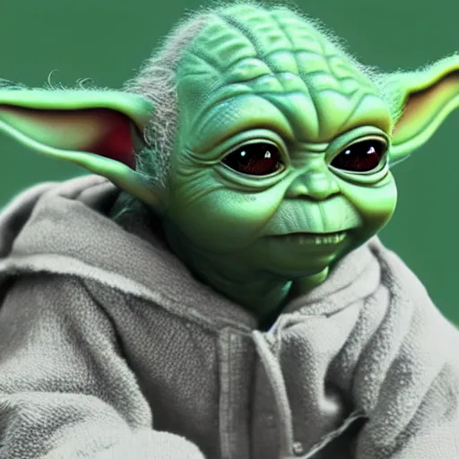 Prompt: Morgan Freeman as a baby Yoda digital art 4k detailed super realistic