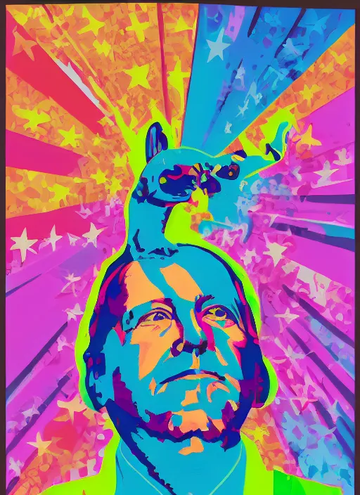 Image similar to alex jones by Zbigniew Brzezinski and lisa frank