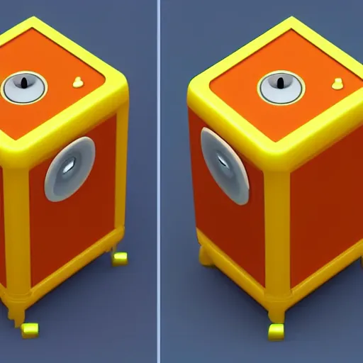 Prompt: a 3 d object of the computer speakers, isometric game, mobile game, centralised, mohamed chahin, blender cycles render, solid colours material, no background and shadows