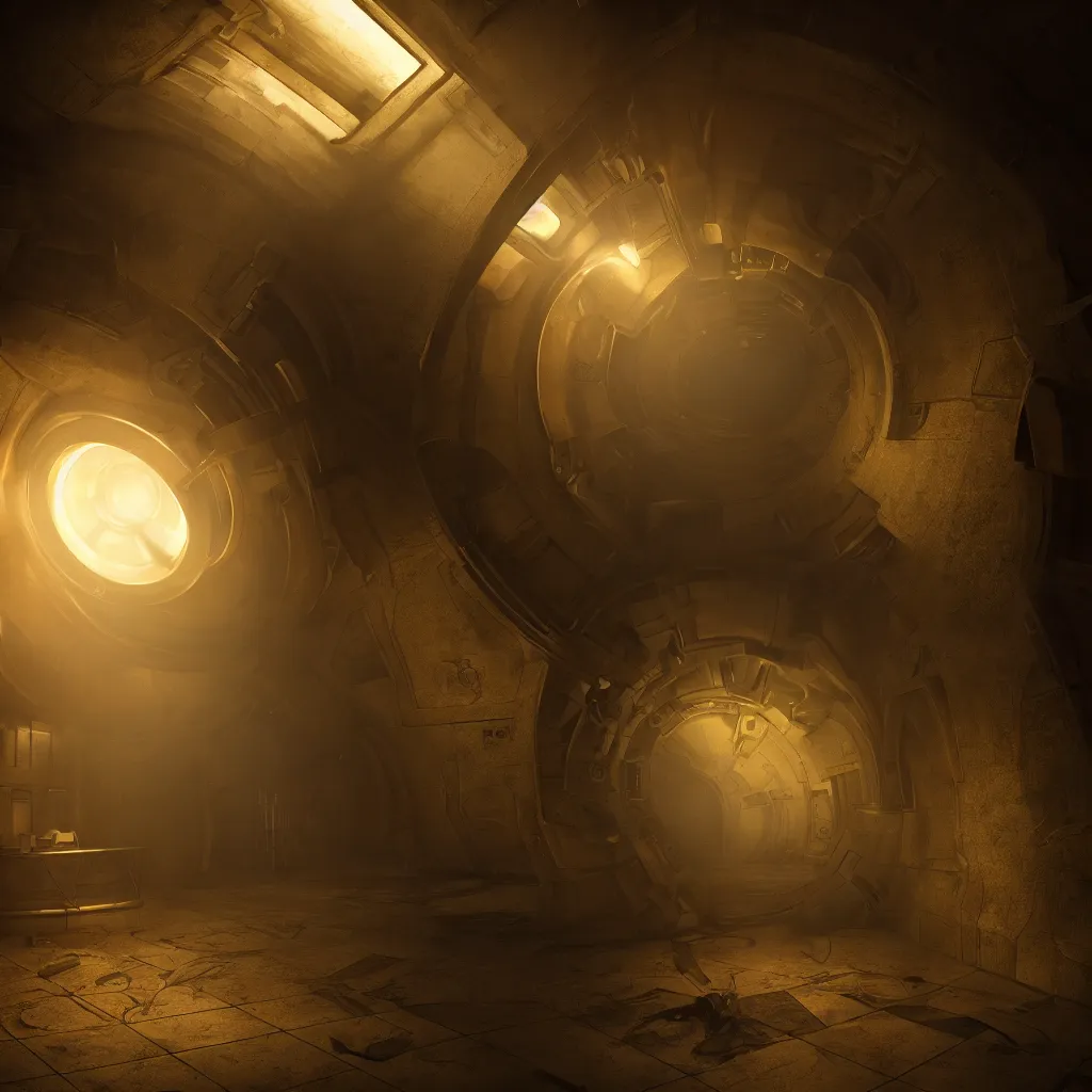 Prompt: a cinematic scene from vault 1 0 1, golden ratio, concept art, dramatic lighting, ultra hd, hdr, 8 k