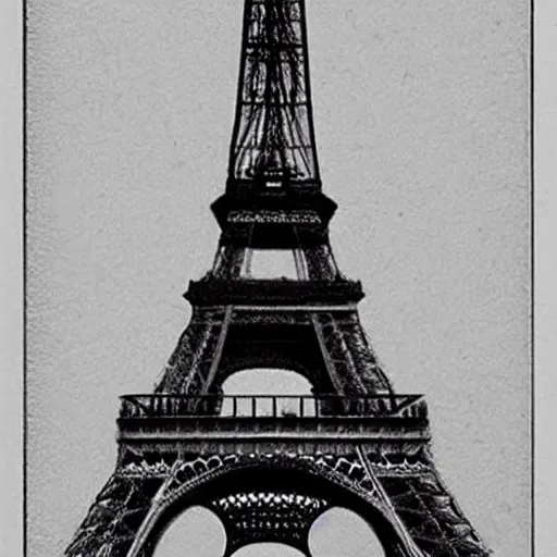 Prompt: reject design for the eiffel tower, old architect drawing