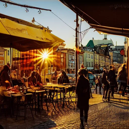 Prompt: malmo sweden kabob stand, golden hour award winning photography, artstation