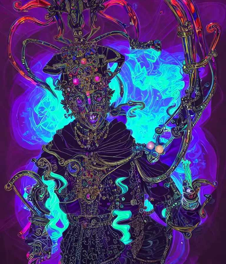 Image similar to front!!! shot of a court jester!!! character, hyperdimensional, bioluminescent hypercubes, dark holography!!!, sunset psychedelic, chrome, (((intricate))), elegant, highly detailed, centered, (((artstation, concept art, smooth, sharp focus, artgerm, Tomasz Alen Kopera, Peter Mohrbacher, donato giancola, Joseph Christian Leyendecker, WLOP, Boris Vallejo))), mugshot!!!!!, ugly!!!!!!, octane render, nvidia raytracing demo, octane render, nvidia raytracing demo, octane render, nvidia raytracing demo, grainy, muted, 8K, digitalblasphemy, metatron