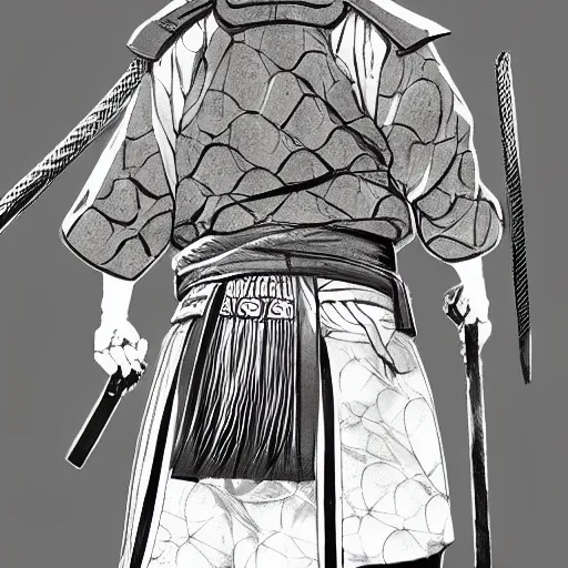 Image similar to full body portrait from behind samurai manga highly detailed concept art inkstyle sketch artstation