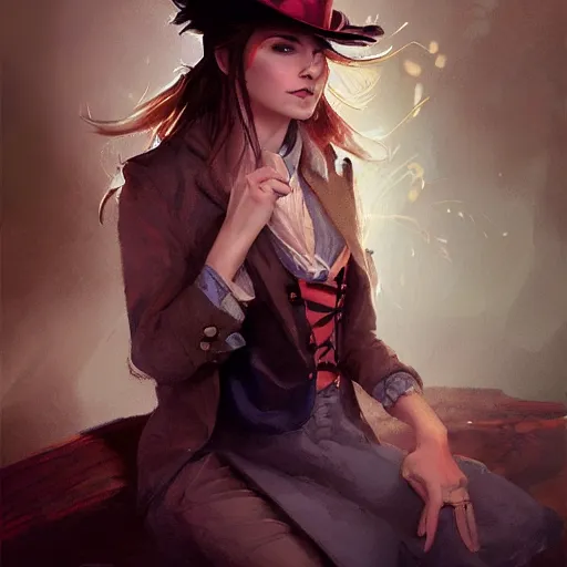 Prompt: realistic, full body portrait, alt female, mad hatter, style of by Jordan Grimmer and greg rutkowski, crisp lines and color,