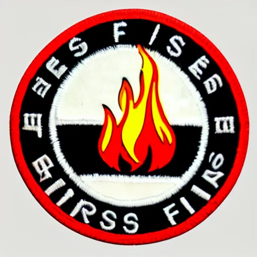 Image similar to a retro vintage minimalist clean fire warning flames patch