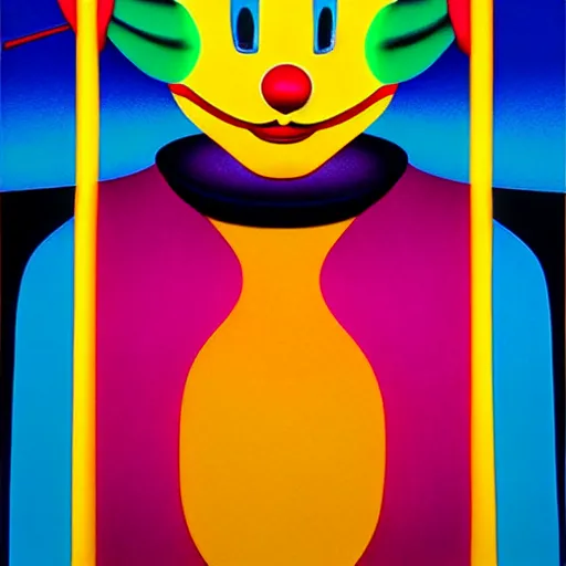 Image similar to laughing clown by shusei nagaoka, kaws, david rudnick, airbrush on canvas, pastell colours, cell shaded, 8 k