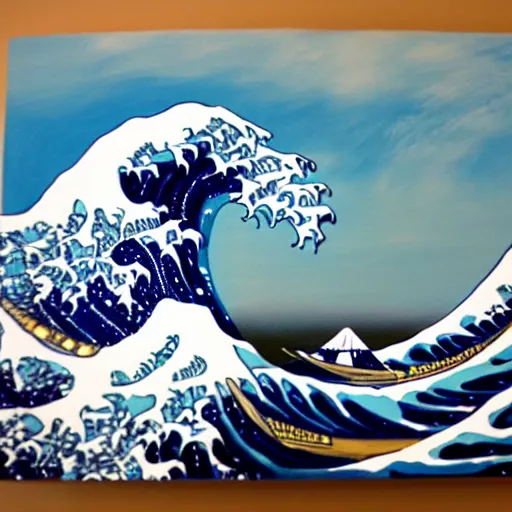 Image similar to the great wave painting filled with pokemon