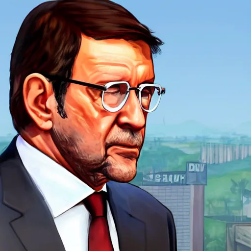 Image similar to mariano rajoy, gta v loading screen art,