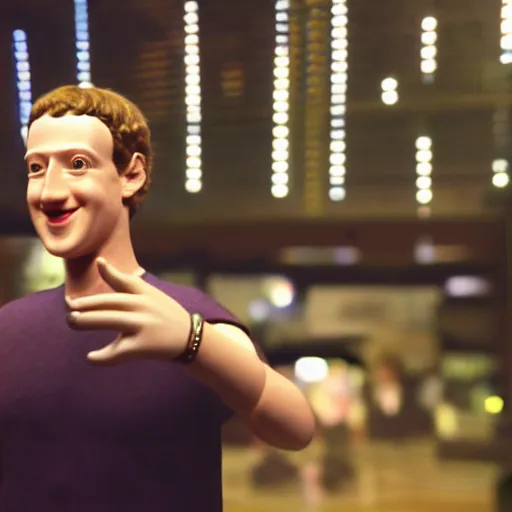 Image similar to mark zuckerberg dancing with a tandy trs - 8 0 computer. cinematic 8 k, depth of field, bokeh.