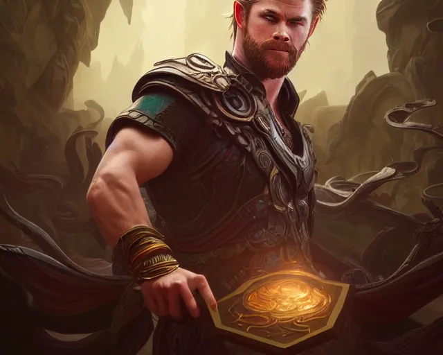 Prompt: photography of chris hemsworth, deep focus, d & d, fantasy, intricate, elegant, highly detailed, digital painting, artstation, concept art, matte, sharp focus, illustration, hearthstone, art by artgerm and greg rutkowski and alphonse mucha