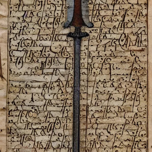 Image similar to a sword with an inlay engraving of a medieval map