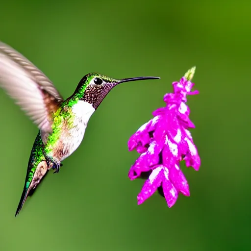 Image similar to beautiful hummingbird drinking from a marijuana plant, wildlife photography, highly detailed, high quality, 8 k, soft lighting,