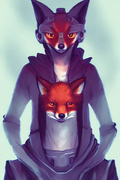 Image similar to a fox fursona, trending on artstation, by kawacy, furry art, digital art, cyberpunk, high quality, backlighting