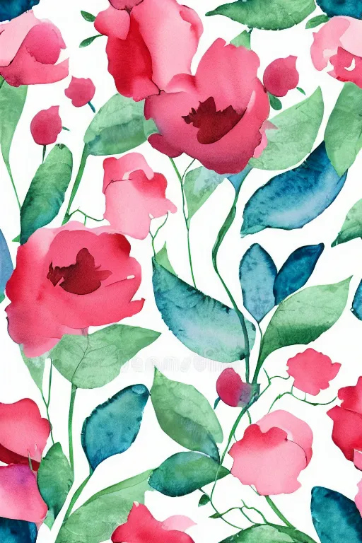 Image similar to minimalist watercolor art of flowers on white background, illustration, vector art