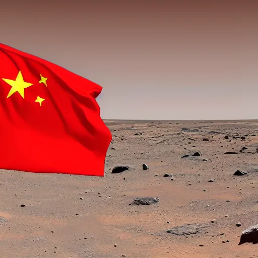 Prompt: flag of china flying on mars in realistic styles