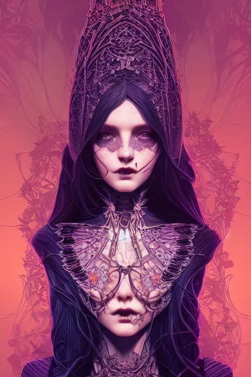 Prompt: beautiful gothic girl, highly detailed vfx side portrait, intricate detailed environment, global illumination, by james jean and moebius and artgerm and liam brazier and victo ngai and tristan eaton. detailed, vector art, digital illustration, concept art, 8 k, hdr