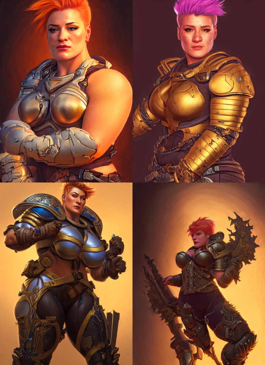 Prompt: zarya from overwatch as a dark souls character, soft lighting, hyperdetailed, intricate, golden hour, donato giancola, medium shot