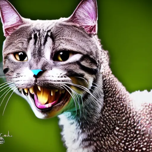 Image similar to a trex - cat - hybrid, animal photography