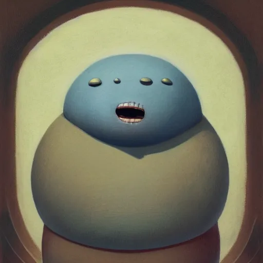 Image similar to a portrait of a fat character by Shaun Tan