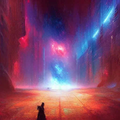 Prompt: neuromorphic god in this multi - dimensional latent spaceby marc simonetti, colour, hyper detail, 8 k, universe, nebula, burst of colour, imaginary, concept art, out of this world, depth, incredible depth