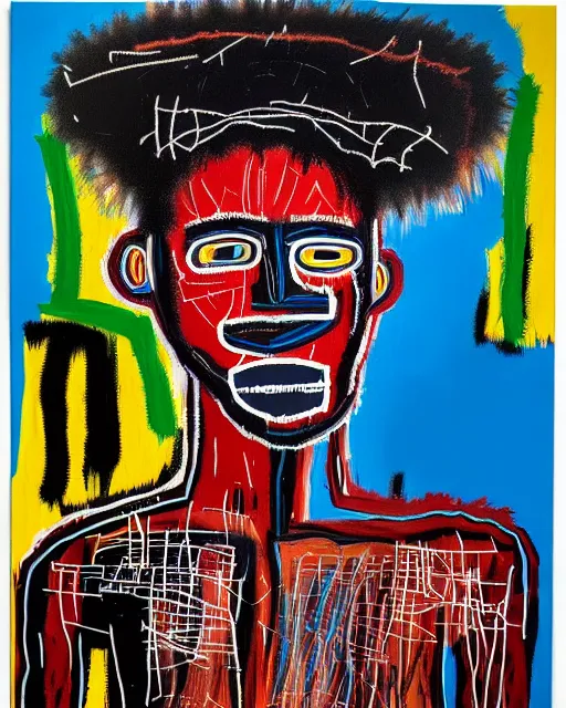 Prompt: A extremely highly detailed majestic hi-res beautiful immaculate head and shoulders award winning painting masterpiece of the face of a strong black african man by Jean-Michel Basquiat, 8k, high textures, hyper sharp, insanely detailed and intricate, super detailed, 8k HDR high quality