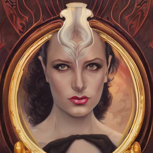 Image similar to an art nouveau, ( streamline moderne ), multi - ethnic and multi - racial portrait in the style of charlie bowater, and donato giancola, and charles dulac. very large, clear, expressive and intelligent eyes. symmetrical, centered, ultrasharp focus, dramatic lighting, photorealistic digital painting, intricate ultra detailed background.