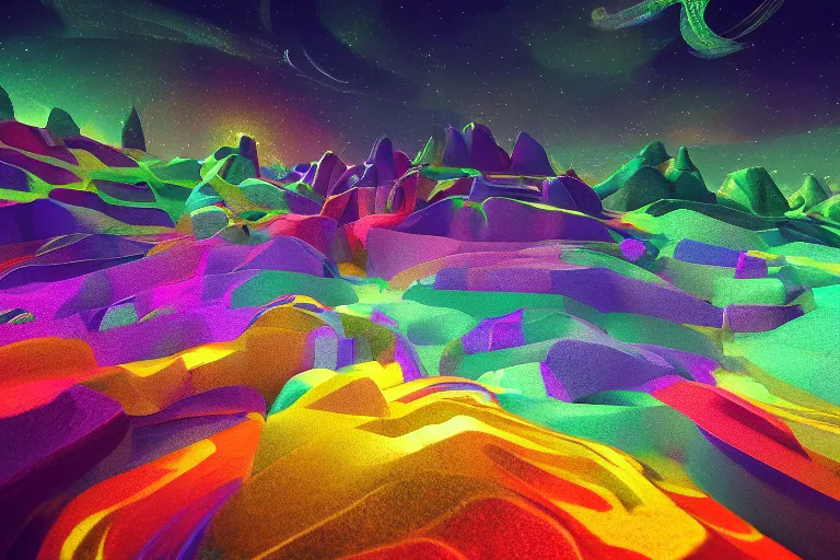 Image similar to landscape kaleidoscope textural dream journey space simulation micrograph, unreal engine, octane render, 4 k