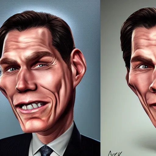 Image similar to Caricature portraits done of Jerma realistic, hyperrealistic, very realistic, highly detailed, very detailed, extremely detailed, detailed, oil painting, digital art, trending on artstation