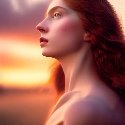 Image similar to photographic portrait of a stunningly beautiful stark renaissance female in soft dreamy light at sunset, contemporary fashion shoot, by edward robert hughes, annie leibovitz and steve mccurry, david lazar, jimmy nelsson, breathtaking, 8 k resolution, extremely detailed, beautiful, establishing shot, artistic, hyperrealistic, beautiful face, octane render