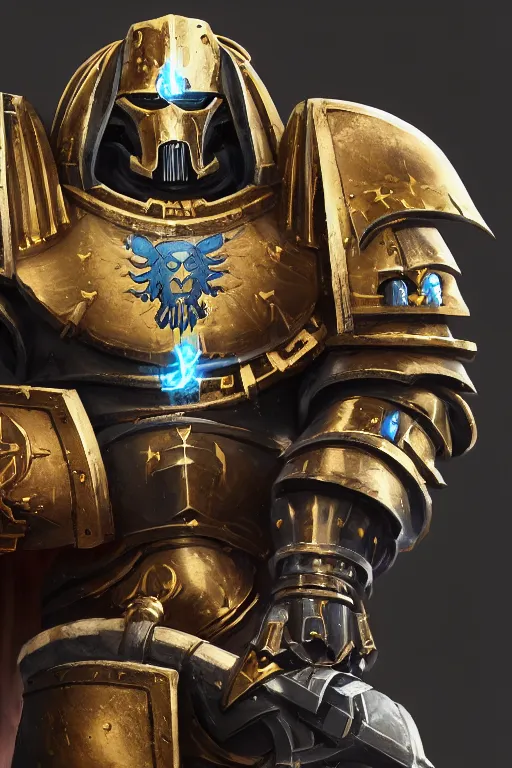 Image similar to armor portrait heros warhammer 4 0 k horus heresy fanart - the primarchs emperor by johannes helgeson animated with vfx concept artist & illustrator global illumination ray tracing hdr fanart arstation zbrush central hardmesh 8 k octane renderer comics stylized