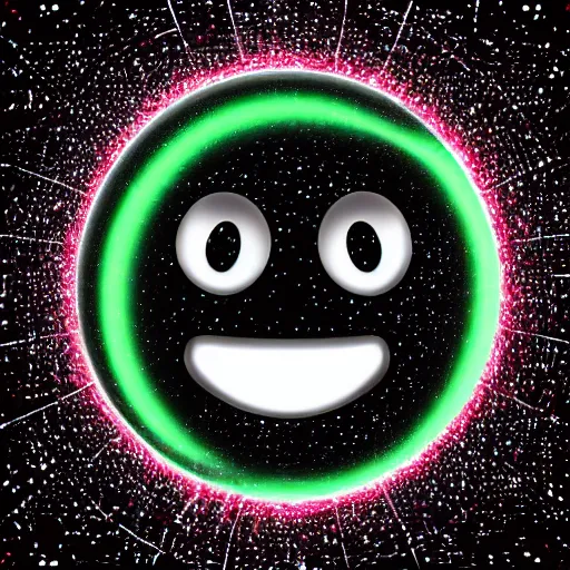 Prompt: emoticon smile , black background, big , 3d render , as colorful glass sphere , centered