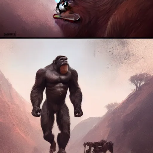 Image similar to 🦍 digital Art, Greg rutkowski, Trending artstation,cinematic