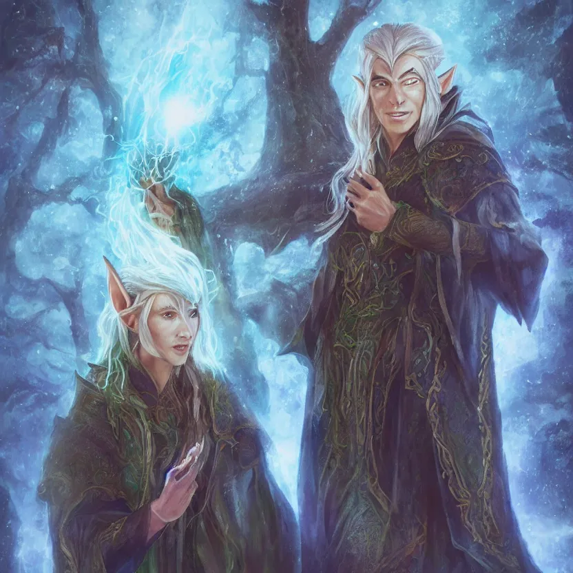 Image similar to Portrait photo of a fantasy elven wizard