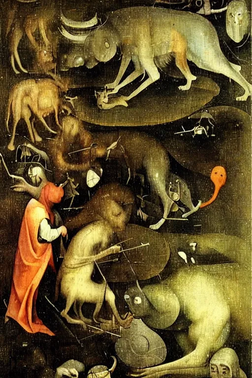 Image similar to Orpheus charming the beasts by Hieronymus Bosch