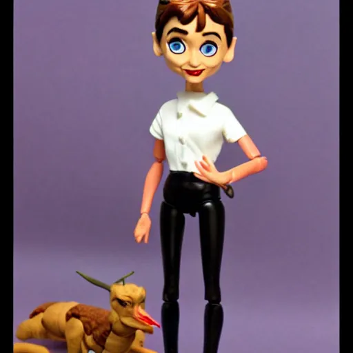 Prompt: audrey hepburn, stop motion vinyl action figure, plastic, toy, butcher billy style