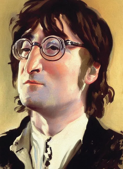 Image similar to portrait painting of john lennon by john singer sargent