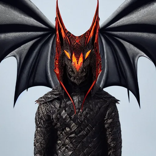 Prompt: dragon wearing dark hood