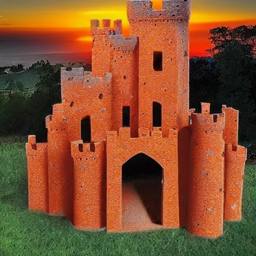 Image similar to a castle built out of doritos, yummy, sunset