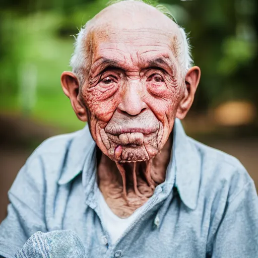 Image similar to portrait of an elderly man with a giant head and small body, canon eos r 3, f / 1. 4, iso 2 0 0, 1 / 1 6 0 s, 8 k, raw, unedited, symmetrical balance, in - frame