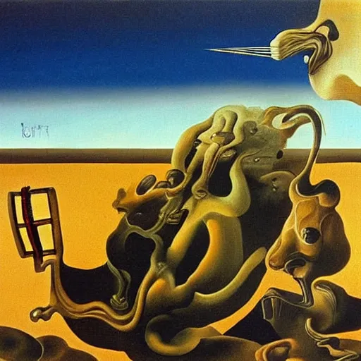 Prompt: Dalí painting illustrating metaphorically when you focus on you, you grow. Then you focus on shit, shit grows